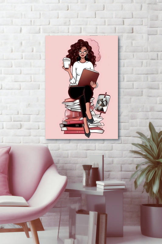Bookish Girl with Coffee – Wall Art Printable