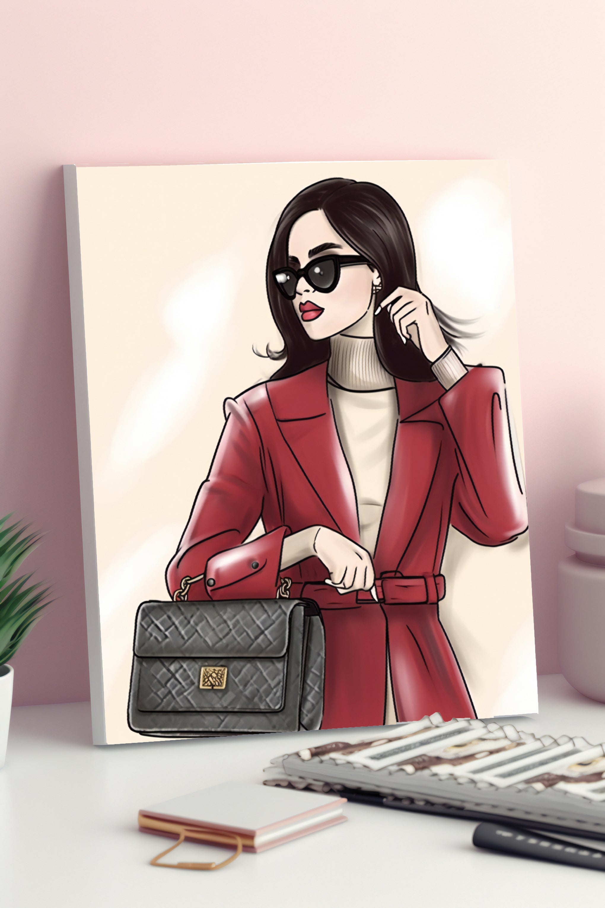 Red Coat with Sunglasses – Wall Art Printable