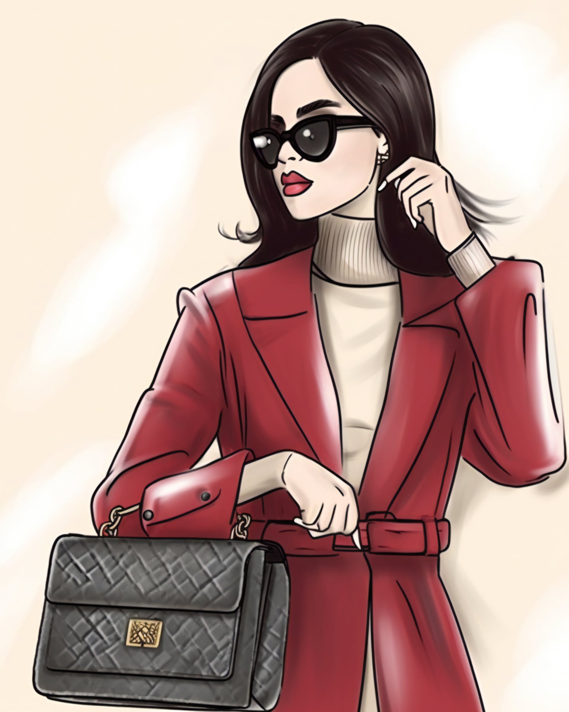 Red Coat with Sunglasses – Wall Art Printable