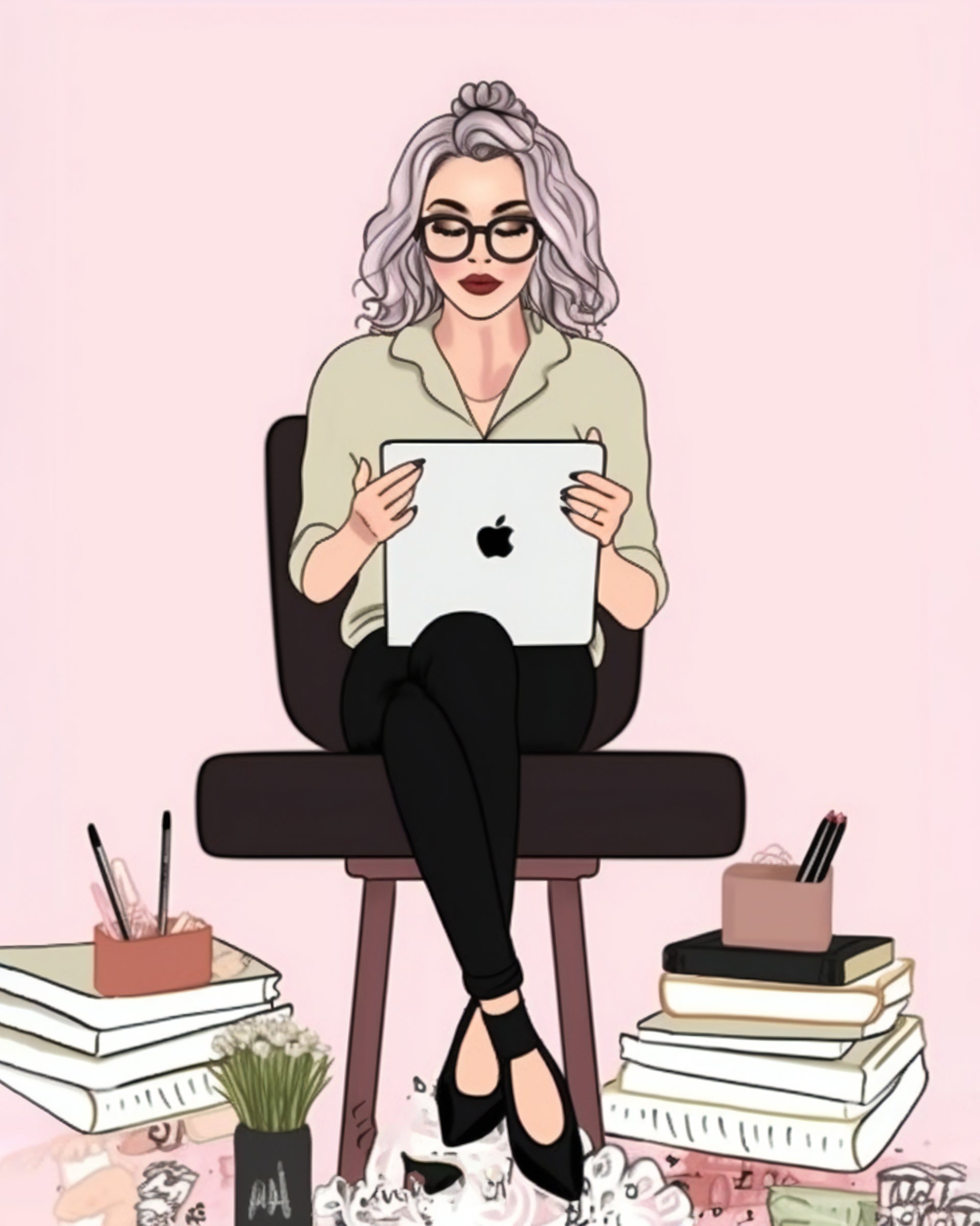 Tech-Savvy Girl with Laptop – Wall Art Printable