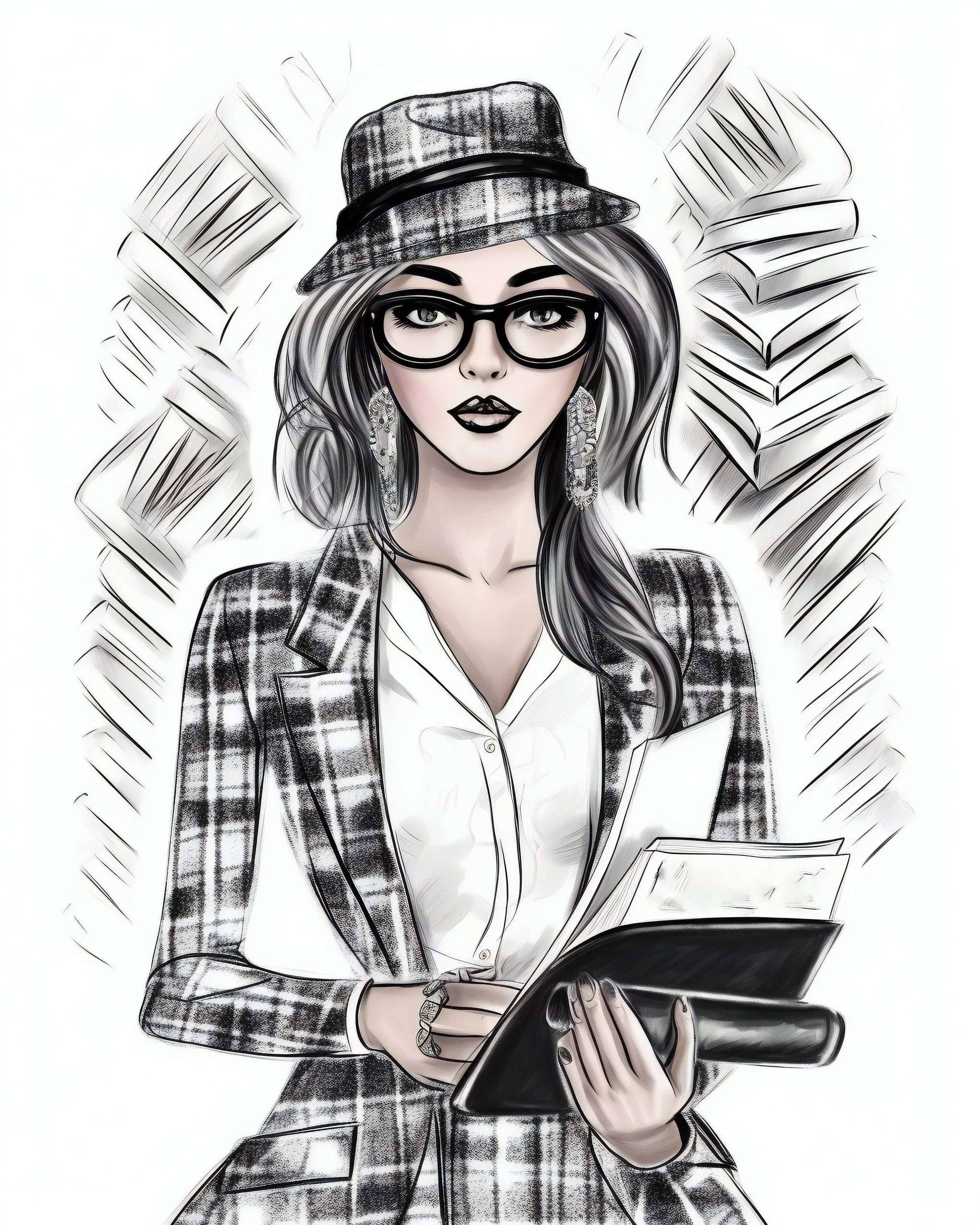 Planner Girl in Glasses – Wall Art Printable