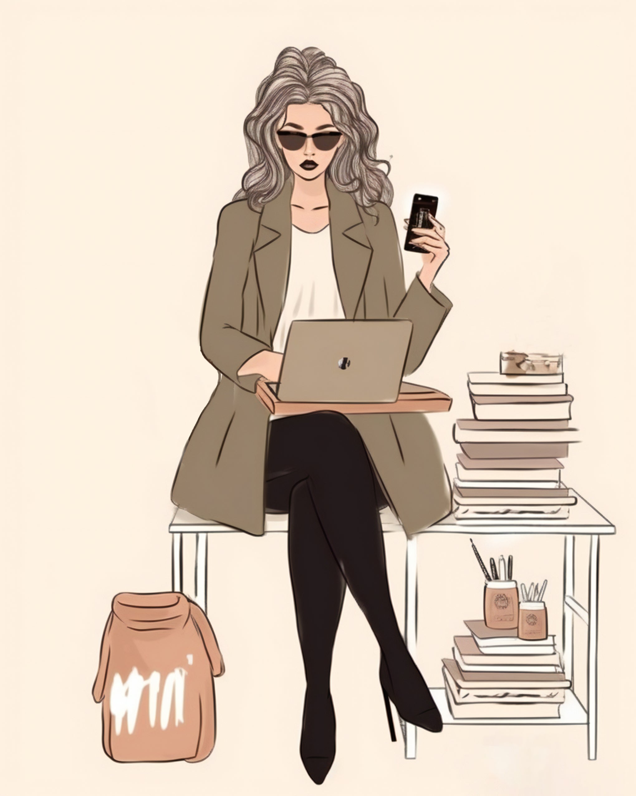 Tan Blazer and Hat Lady – Wall Art Printable