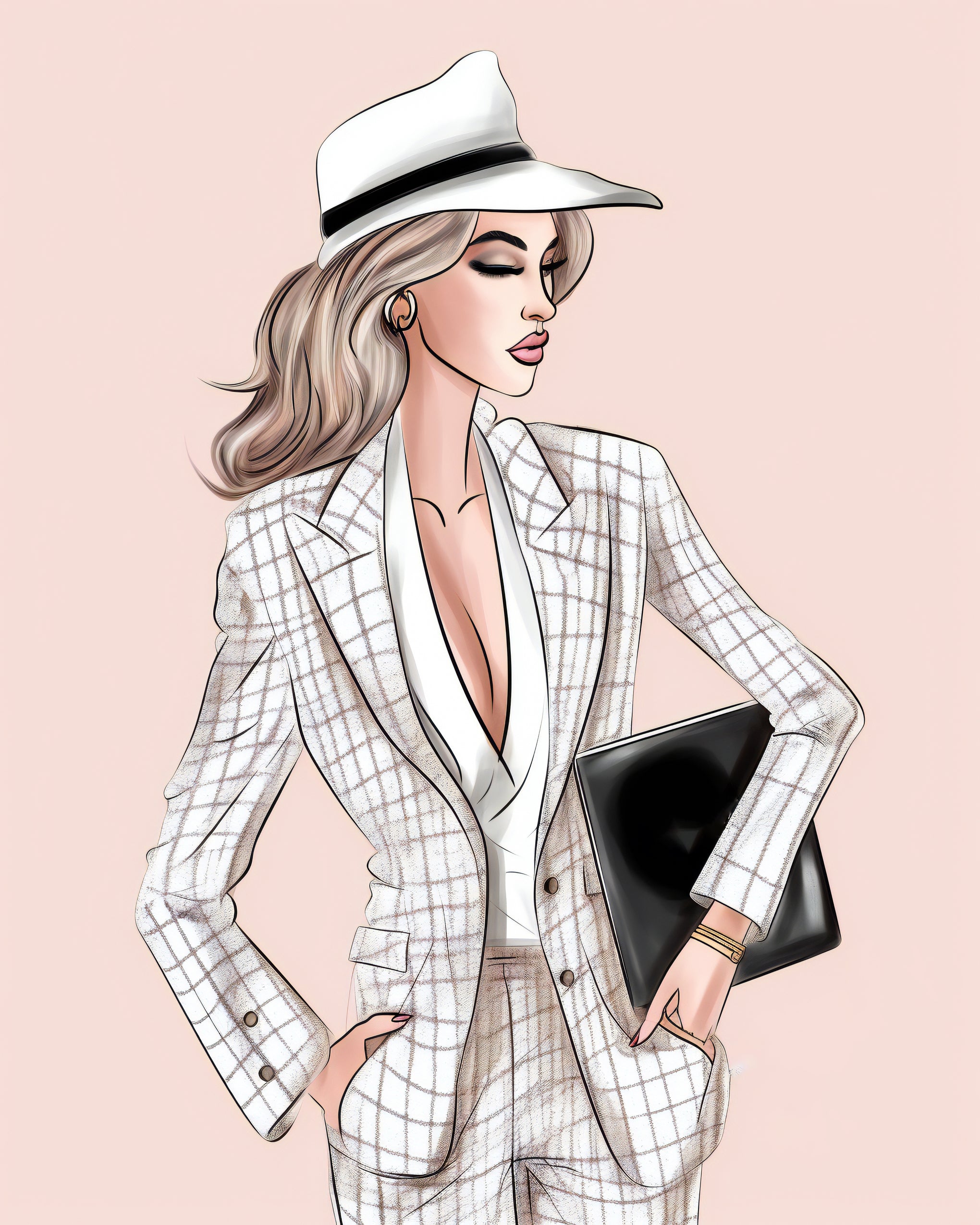 Girl with Pink Tote – Wall Art Printable